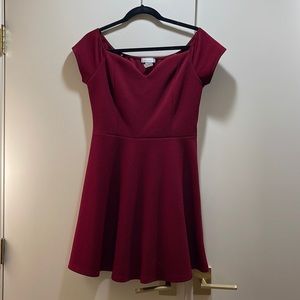 Klaxons Vintage Style Sweetheart Neckline Red Mini Dress